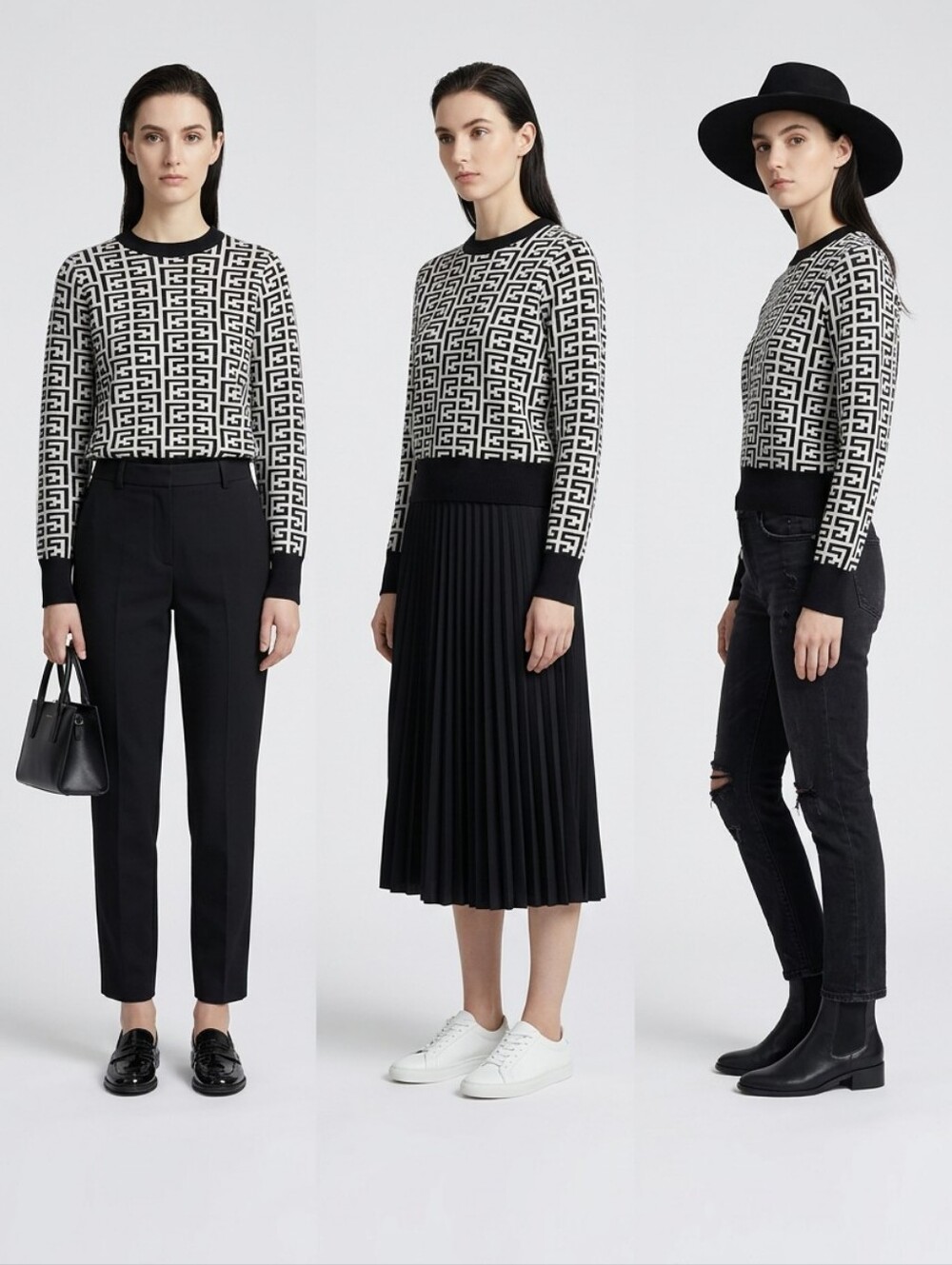 debut Navy and Ivory Marled Stripe Sweater